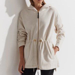 Varley | Victoria Hoodie Over Sized Cinched Waist Pockets Hooded Tan Size Large